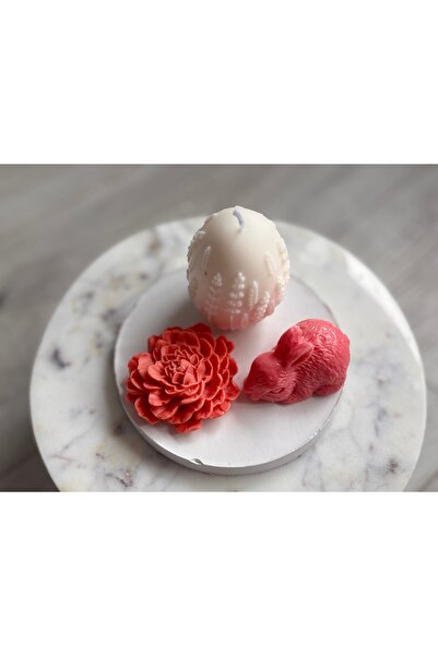 Roots&Flame Roots & Flame - Pink and White Textured Easter Egg Soy Wax Decora...