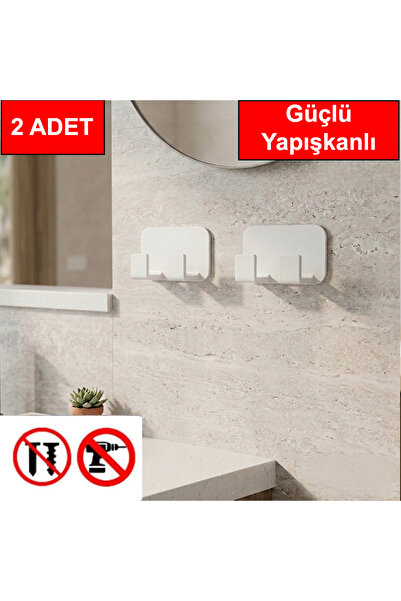 andela 2 adet İkili Plastik Güçlü Yapışkanlı Kancalı Çok Amaçlı Askılık Borno...