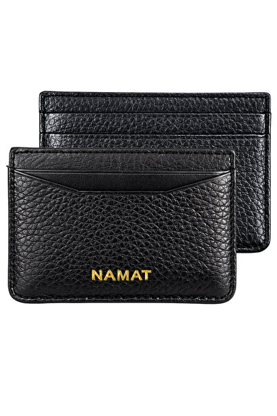 NAMAT محفظة جلد أصلي رفيعة حامل بطاقات للرجال، حافظة أمامية بسيطة مع فتحات مت...