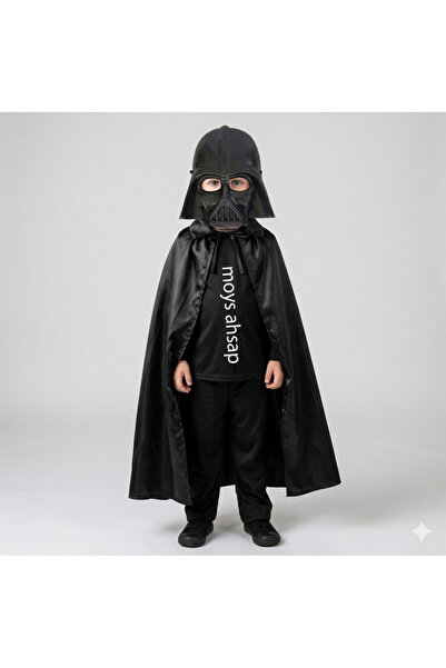 moysahsap party&ahşap Darth Vader Maske Çocuk + Pelerin 2 Parça Kostüm Set