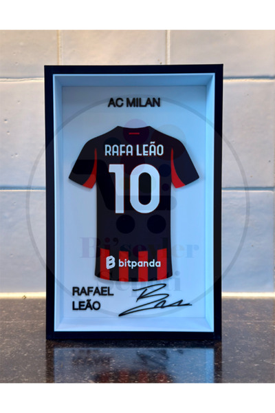 Bi'şeyler Sepeti Rafael Leão - AC Milan - Forma İmzalı Çerçeve Hediyelik 14x2...