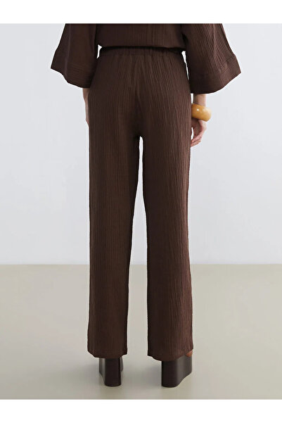 LC Waikiki Brown Elastic Waist Women's Muslin Pants