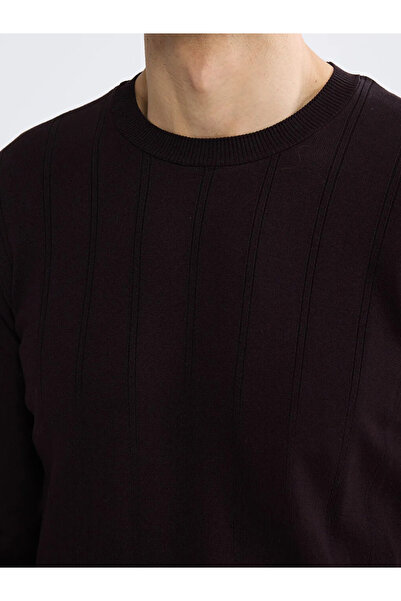 LC Waikiki Brown Crew Neck Striped Men's Knitwear Sweater