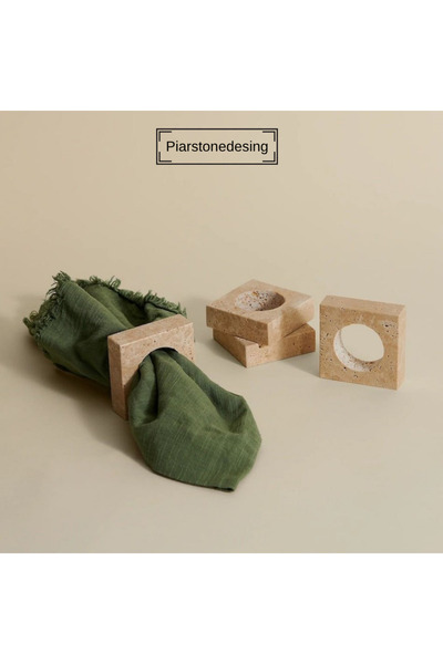 Piarstonedesing 5'li Doğaltaş Traverten Peçetelik