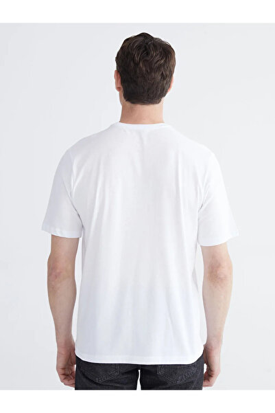 LC Waikiki White Crew Neck Printed Combed Cotton Men's T-Shirt