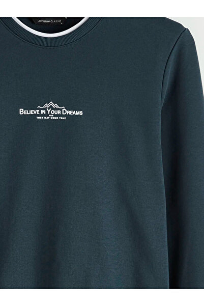 LC Waikiki Petrol Crew Neck Printed Men's Sweatshirt