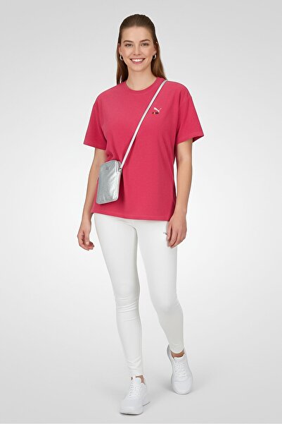 Puma تي شيرت نسائي رياضي بأكمام قصيرة مناسب للخارج، وردي