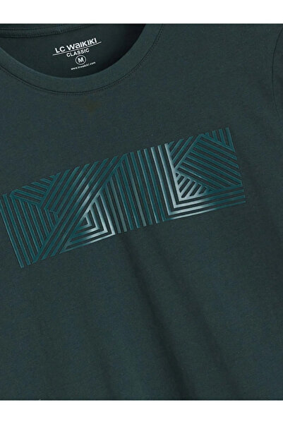 LC Waikiki Green Crew Neck Printed Combed Cotton Men's T-Shirt