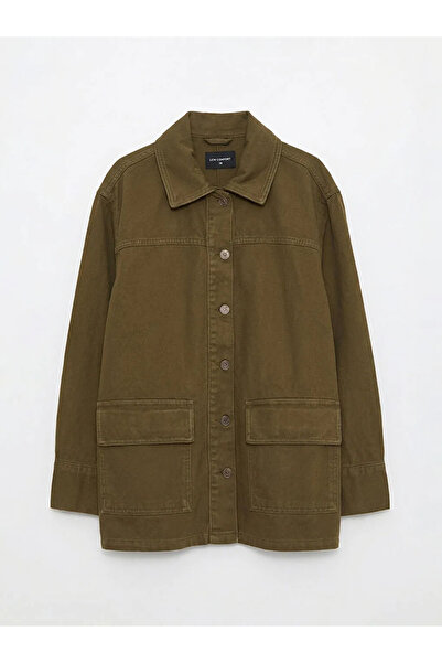 LC Waikiki Γυναικείο μπουφάν με γιακά πουκάμισο χακί