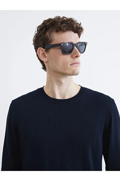 LC Waikiki Navy Blue Crew Neck Striped Men's Knitwear Sweater