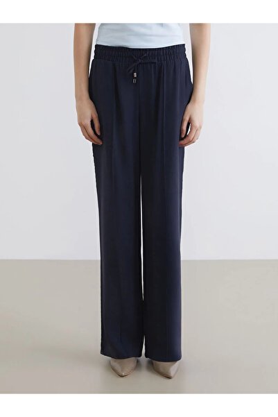 LC Waikiki Navy Blue Women's Wide Leg Pants with Elastic Waist