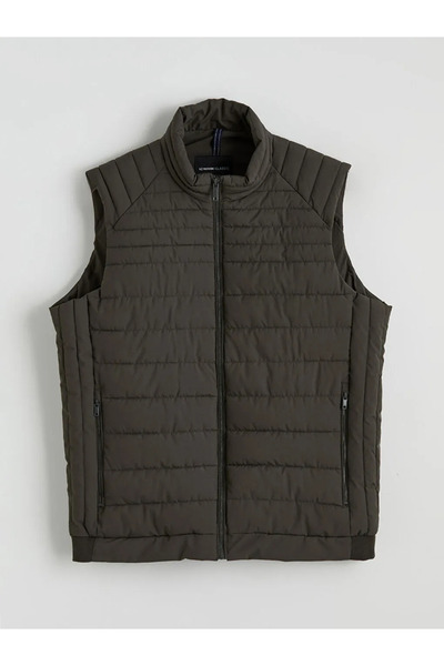 LC Waikiki Khaki Standard Fit Stand Collar Men's Puffer Vest