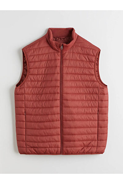 LC Waikiki Orange Stand Collar Men's Puffer Vest