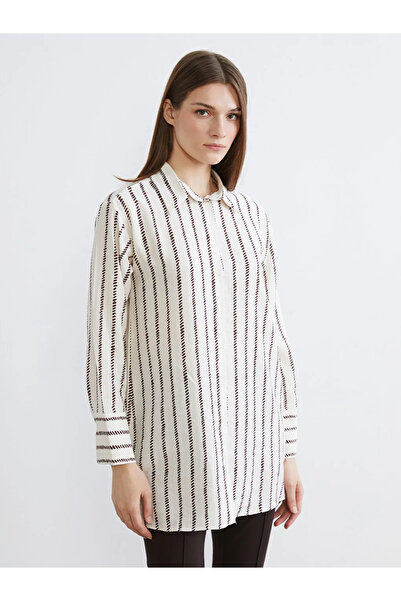 LC Waikiki Γυναικείο πουκάμισο με καφέ σχέδιο