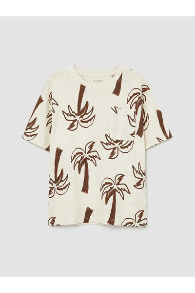 LC Waikiki Beige Crew Neck Boy's T-Shirt
