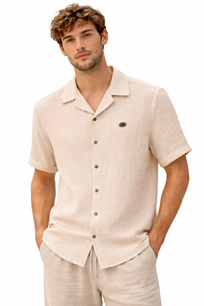 ince moda giyim Premium Keten Dokulu Yazlık Erkek Gömlek – Slim Fit, Kısa Kol...
