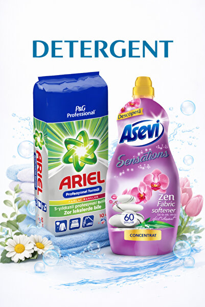 Ariel Pachet Detergent Automat 10kg + Balsam Rufe Asevi Sensations Zen, 60 sp...