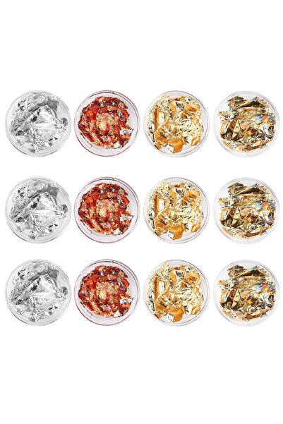 SELA Set 12 Foite creponate unghii Sela, 4 culori