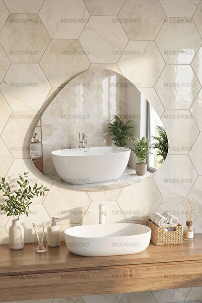 MGS GROUP 80x65 Asimetrik Banyo Antre Hol Koridor Salon Duvar Makyaj Aynası