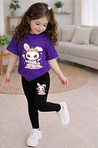 CACTUS COLLECTION Комплект с принт на принцеса и зайче: тениска и клин