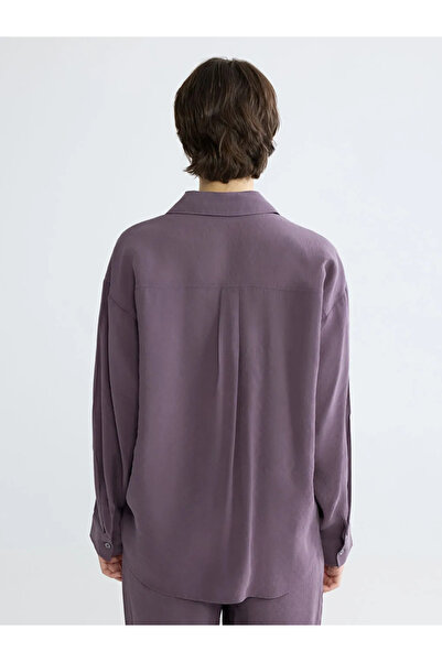 LC Waikiki Γυναικείο πουκάμισο Plum Oversize Modal Blended
