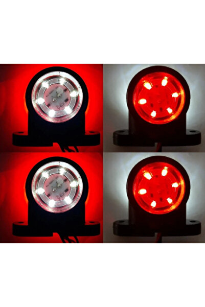 AHMET OTOMOTİV 4'lü Paket 12 Ledli Mini Takoz Kırmızı Beyaz 12volt-24volt