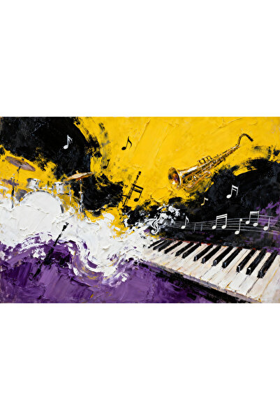 VeliumCraft Tablou Canvas Abstract muzical 9, 90x60cm, stilizat, stil pictura