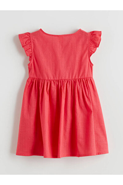 LC Waikiki Κόκκινο φόρεμα με βολάν για κορίτσια