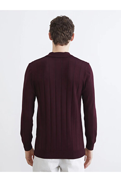LC Waikiki Burgundy Polo Neck Men's Knitwear Sweater