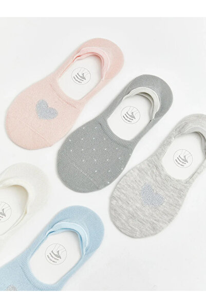 LC Waikiki Pink Non-Slip Knob Patterned Women's Ballerina Socks, Pack of 5