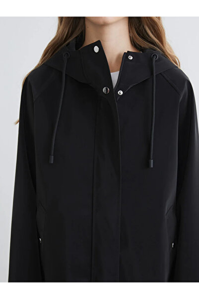 LC Waikiki Black Hooded Women's Raincoat