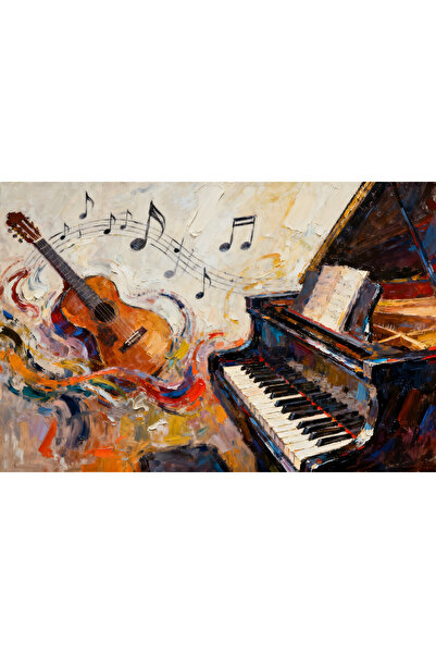 VeliumCraft Tablou Canvas Abstract muzical 7, 90x60cm, stilizat, stil pictura