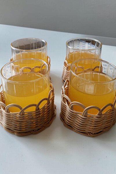MaviMarinUrla El Yapımı Rattan Bambu Çerezlik ve Bardak Altlığı, Çok Amaçlı H...