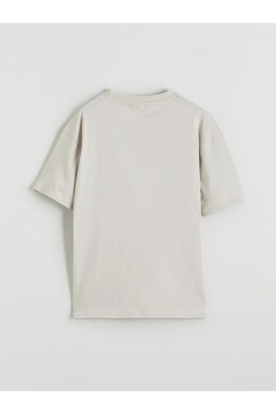 LC Waikiki Beige Crew Neck Basic Boy's T-Shirt