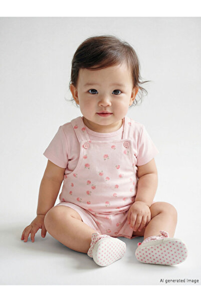 LC Waikiki Trendlucky Baby Girl Salopet and T-Shirt with Difference Print