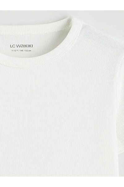 LC Waikiki Μπλουζάκι για κορίτσια σε χρώμα εκρού με λαιμόκοψη ποδηλάτου