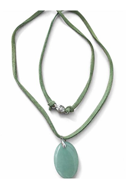 JİMNY JEWELRY Noma Real Leather Suede Rope Natural Stone End Multi-Use Necklace