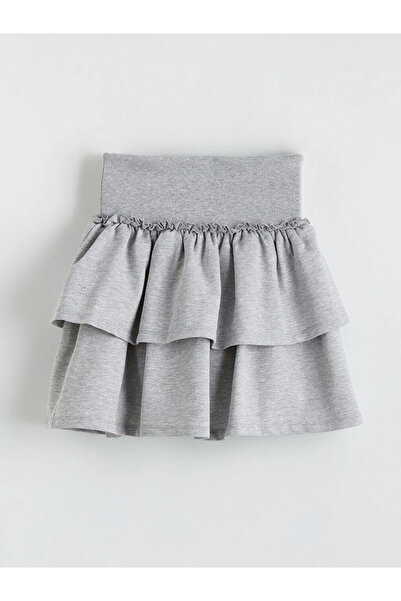 LC Waikiki Grey stone ruffled girl's skirt