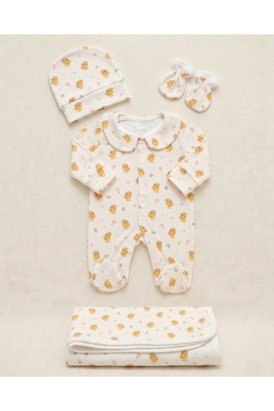 Zezig Little Chick 4 Piece Hospital Discharge Set 100% Cotton