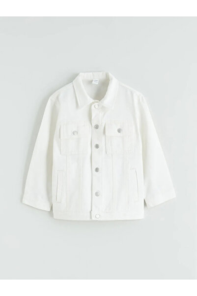 LC Waikiki Λευκό μπουφάν πουκάμισο αγοριού από γαμπαρντίνα
