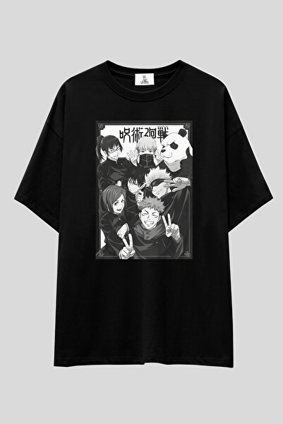 UmbraWear Tricou Jujutsu Kaisen |   Tricou unisex, 100% bumbac, alb-negru, cu...