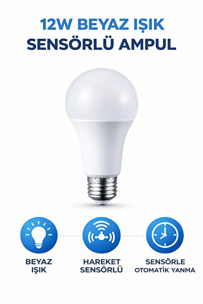 ASİL ELECTRİC 12 W SENSÖRLÜ LED AMPUL – Beyaz Işık | Yüksek Parlaklık – Enerj...