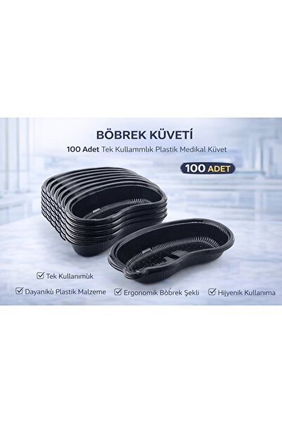 FİXFLEX Böbrek Küveti 100 Adet Tek Kullanımlık Plastik Küvet