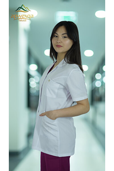 apwexqa tekstil سترة كلاسيكية ذات ياقة وأكمام قصيرة، سترة مختبرية للأطباء وال...