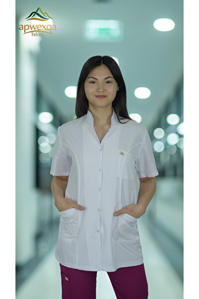 apwexqa tekstil سترة قصيرة الأكمام ذات ياقة عالية الطراز، مناسبة للأطباء والم...