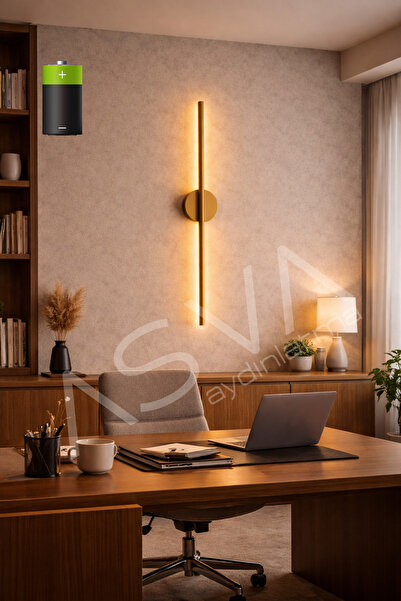 asva aydınlatma 70 Cm Eskitme Gold Pilli Amber Led Modern Aplik Dekoratif