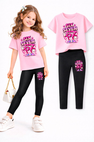 genosha طقم بنطلون ضيق وتي شيرت للفتيات/ مجموعة الأم والابنة
