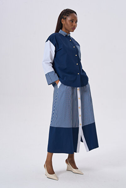 HANIQA طقم تنورة نسائي أنيق مخطط من غارنيلي