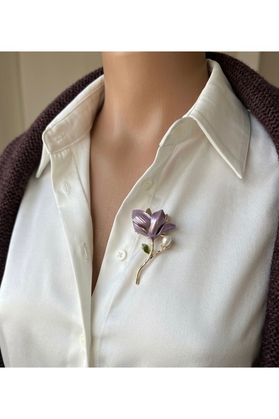 Store Mor Çiçek temalı broş