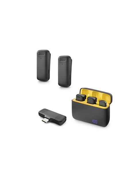 ForWhat Dual Black Typec Wireless Style Lavalier Microphone Set for Office Ho...